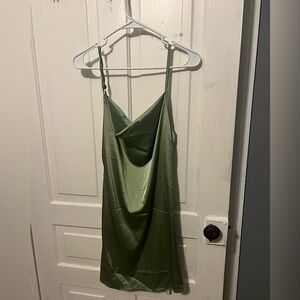 Cider Sage Green Satin Dress